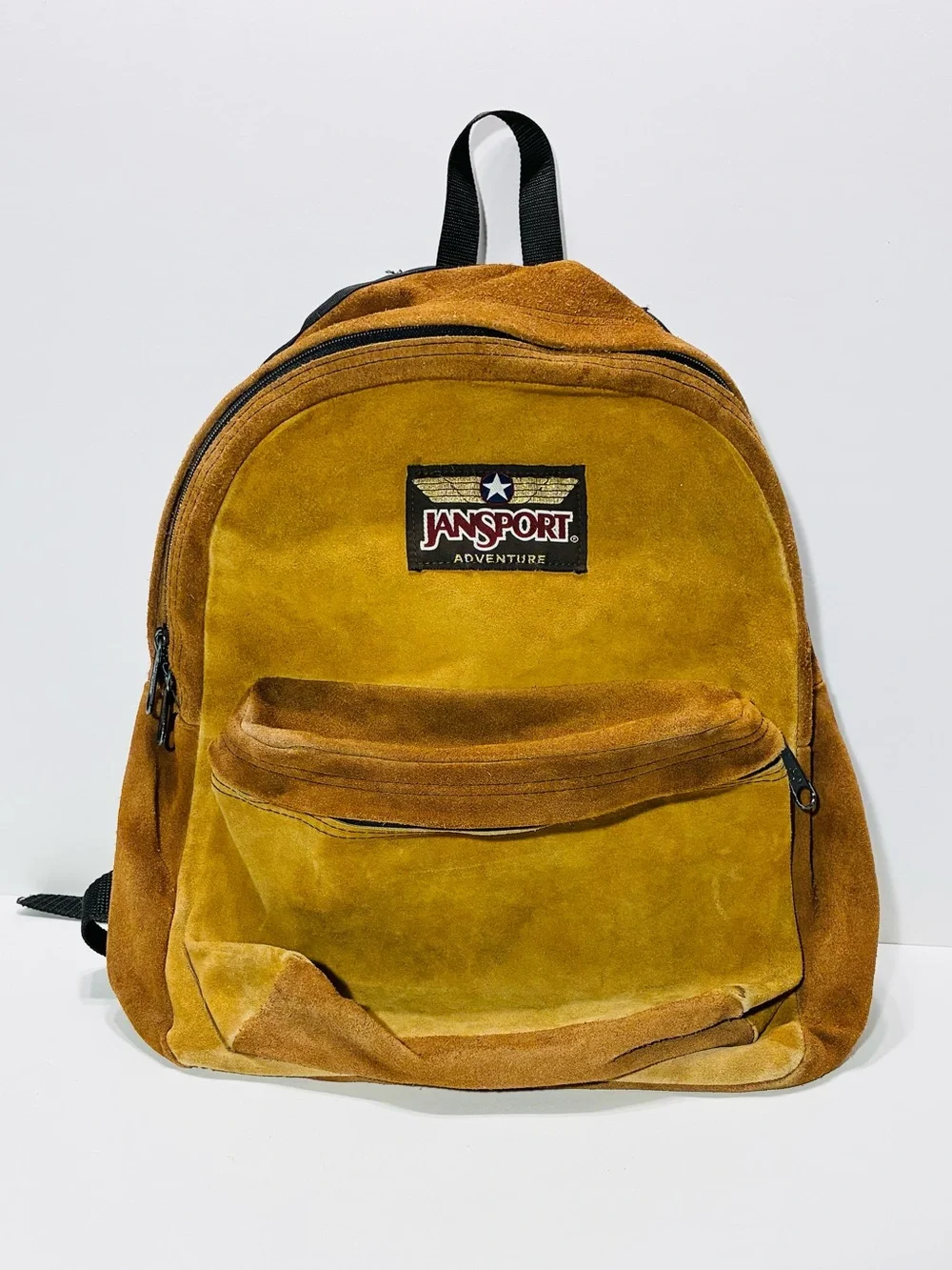 VTG 90s JanSport Adventure Suede Leather 15” Backpack Brown Unisex Bag